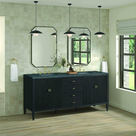 James Martin Vanities 72'' Double Vanity, Carbon Oak w/ 3 CM Parisien Bleu Quartz Top 485-V72-CBO-3PBL